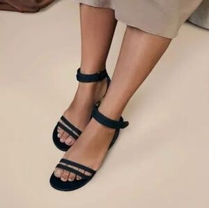 NEW Rebecca Allen The Women's Flat Two Strap Sandals Black